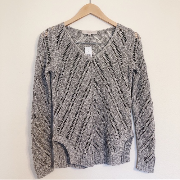 Loft Chevron Pointelle Knit Sweater - Picture 2 of 3